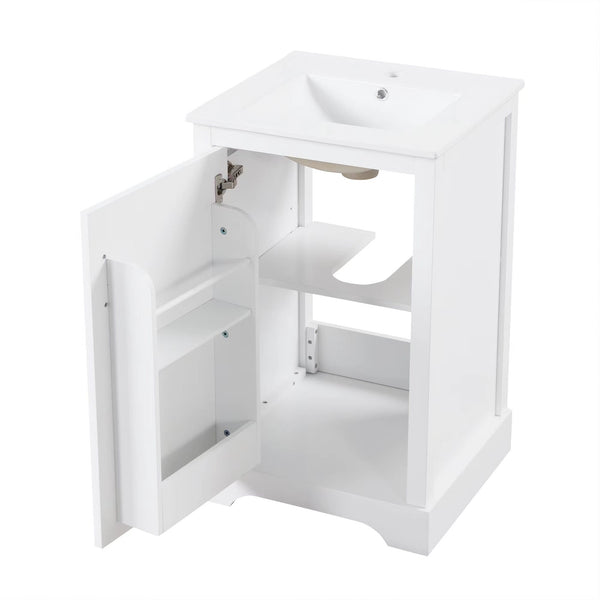 English Elm 20" Bathroom Vanity With Soft-Close Door, Ceramic Sink, Adjustable Shelves & Chic Storage Solutions N725P351852K