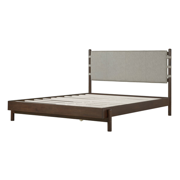 English Elm Christopher Knight Home® - Premium Rubber Wood Platform Bed Frame - Stylish Queen Bed With Elegant Headboard In Walnut & Grey N770P288638D_N770P288639D