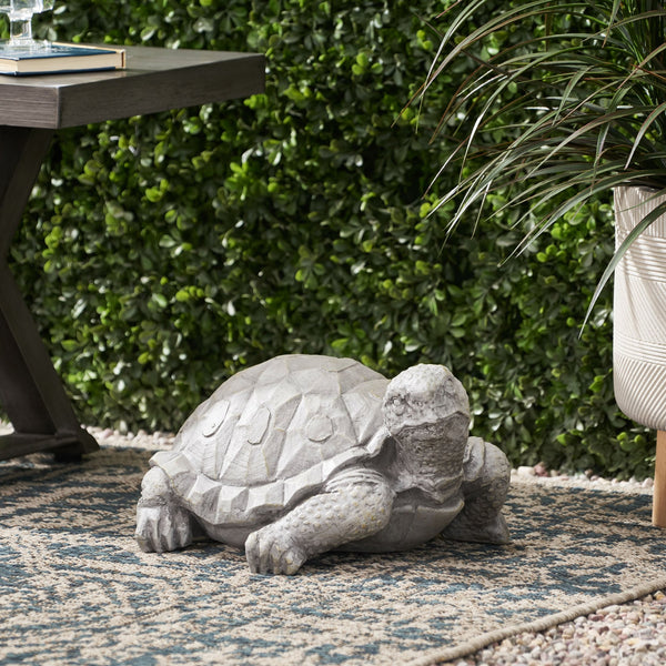 English Elm Christopher Knight Home® - TURTLE Handcrafted Outdoor Garden Statue in Dark Gray Cast Stone, Weather-Resistant Vintage Accent (12.5" W) 70872.00DGRY