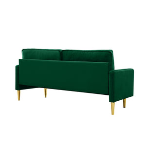 English Elm 65-inch minimalist velvet loveseat with gold metal legs, thick cushions, solid pine frame, 800lb capacity Green W2795P247595