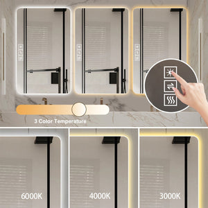 English Elm Wall Mounted Led Bathroom Mirror with Anti Fog Tri Color Lighting and Ip44 Protection W2071P465808