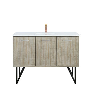 English Elm Rustic Acacia Bath Vanity 48" W X 20" D - Elegant White Quartz Top & Stylish Rose Gold Faucet Set B2731P259622-GIGA