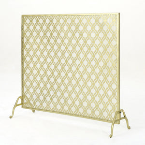 English Elm Christopher Knight Home® - FIRE Iron Single Panel Elmer Fireplace Screen — Durable Decorative Hearth Shield Protects Home Interiors Gold 61130.00GLD