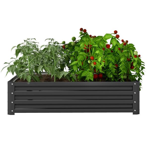 English Elm Outsunny Galvanized Steel Square Raised Garden Bed for Vegetables Herbs and Flowers W2225P485553