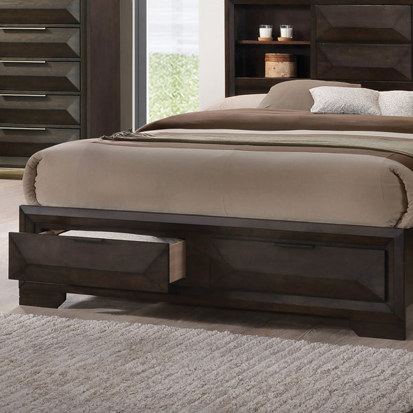 English Elm Contemporary Queen Storage Bed Bookcase Headboard Footboard Drawers Espresso Wood B2741S00895