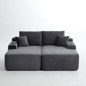 English Elm New Cloud Sectional Sofa Deep Plush Seat Double Chaise Low Profile Modern Lounge Grey W3975P475550