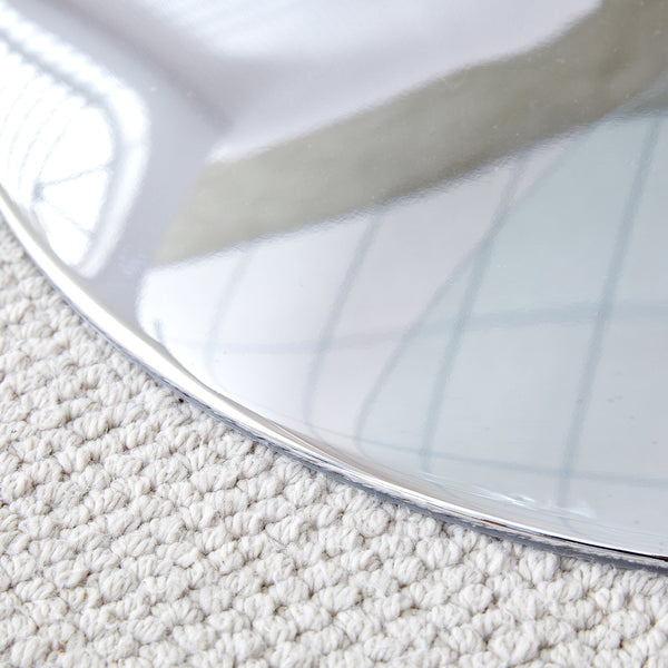 English Elm A glass tabletop 35" Round Dining Table with Electroplated Silver Legs, Minimalist Chic for 4-6 Guests W1151P155921