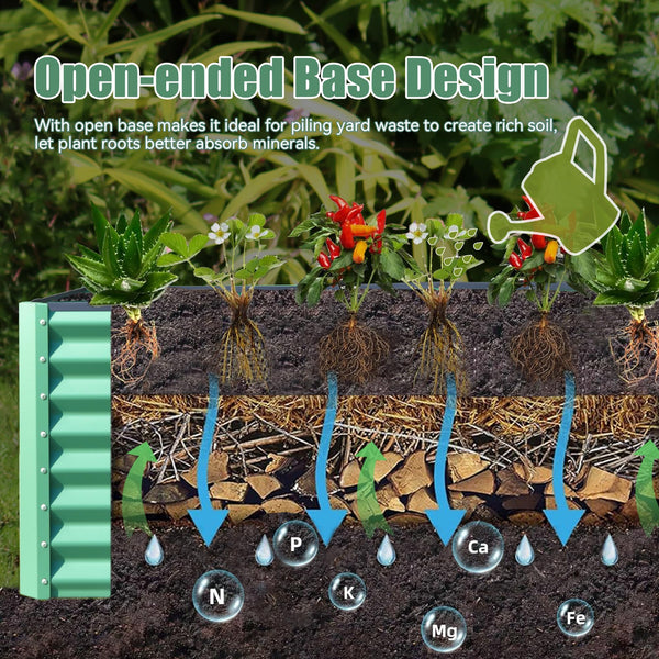 English Elm 6x3x2ft Galvanized Raised Garden Bed with Rust-Resistant Steel, Open Base, Support Rods & Safe Edges Green W1859P197925