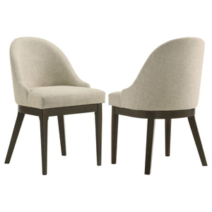 English Elm Blakely Beige Upholstered Dining Chairs Set of 2 — Retro-Molded Backs, Padded Seats, Ash Finish Frames B062P375522