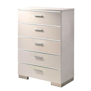 English Elm 1pc Crocodile-Embossed Chest with Diamond-Crusted Handles, Silver-Lined Panels, Glam Contemporary Appeal Chrome,White 39 L x 21 W x 56 H B2741P368138