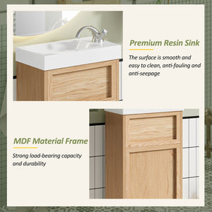 English Elm 15.75" Rustic Bathroom Vanity with Reversible Resin Sink, Soft-Close Door, Adjustable Shelf, Compact Elegance N729P285513N