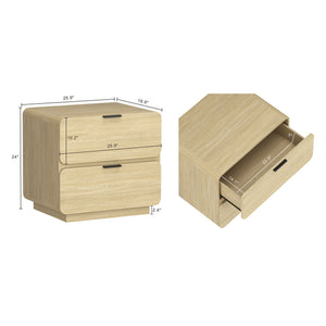 English Elm Chrystie 26" Nightstand with Two Full-Extension Drawers, Warm Wood Grain, Sleek Metal Pulls, Modern Profile Natural B365P398191