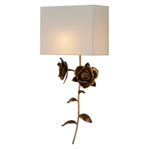 Rosabel Wall Sconce - Elegant Nature-Inspired Design with Antique Brass Finish and Off-White Shade