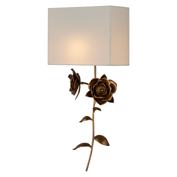 Rosabel Wall Sconce - Elegant Nature-Inspired Design with Antique Brass Finish and Off-White Shade
