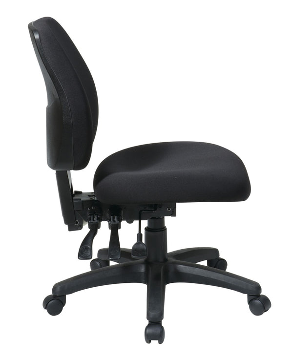 OSP Home Furnishings Mid Back Armless Ergonomic Office Chair with Lumbar Support and Pneumatic Height Adjust 33320-30