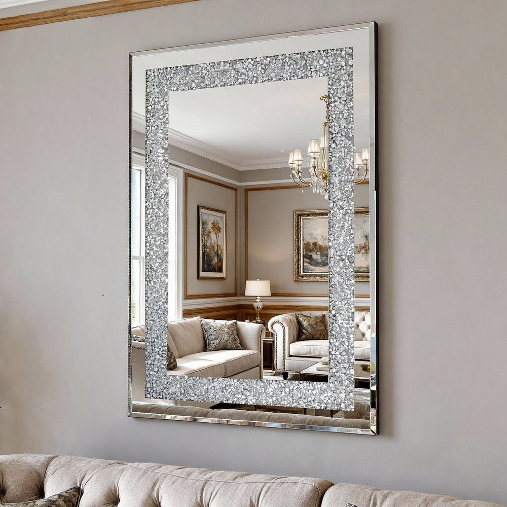 English Elm Large Frameless Beveled Mirror Rectangular Wall Hung Accent for Any Room Decor W1445P370443