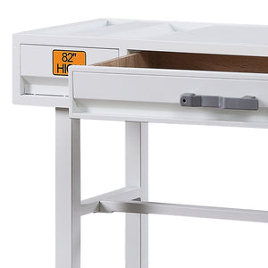 English Elm White Industrial Writing Desk with Drawer, Recessed Panel Design, Safety Stop, 47.5"W x 30.5"H B062P184574