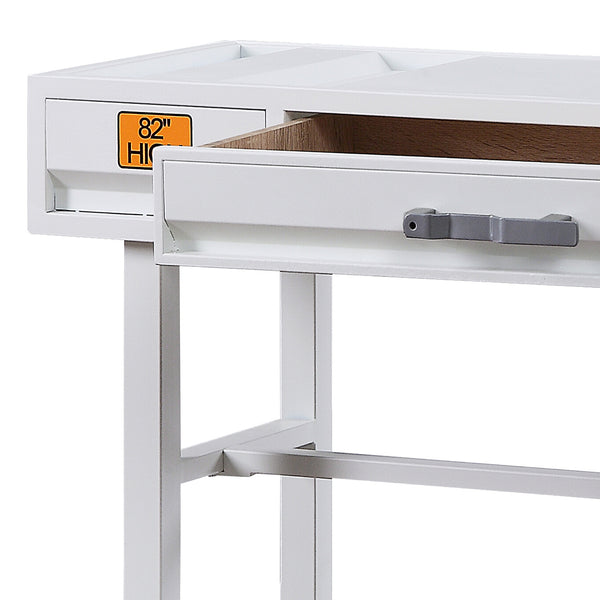 English Elm White Industrial Writing Desk with Drawer, Recessed Panel Design, Safety Stop, 47.5"W x 30.5"H B062P184574