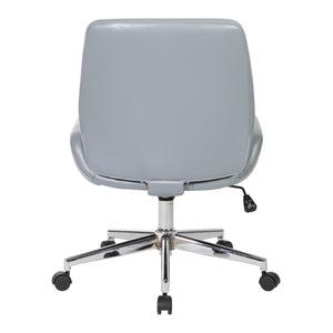OSP Home Furnishings Faux Leather Ergonomic Office Chair with Lumbar Support and Polished Chrome Swivel Base FL61903C-U42