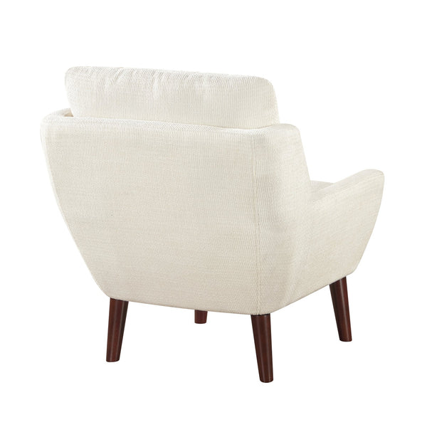 English Elm 1pc Beige Mid-Century Accent Chair with Chenille Upholstery, Reversible Cushions, Solid Wood Legs, 300lb Capacity B011P315593