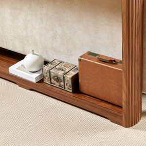 English Elm 70.1"corrugated textured storage table for entryway or behind sofa, waterproof 1.18" top, durable design Walnut W1162P339116