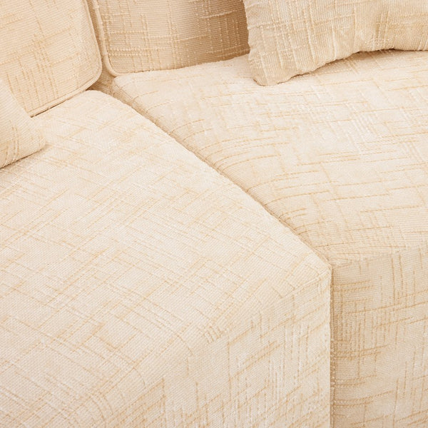 English Elm Beige Curved Compressed Sofa — Nordic Minimalist Foam & Spring Design, Soft Upholstery, Easy Setup W3612S00012