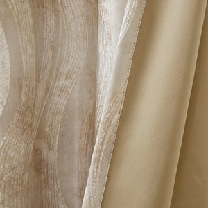 English Elm Printed Jacquard Grommet Top Total Blackout Curtain Panel Ivory Wavy Sheen 50x95 Energy-Saving Privacy B03599809