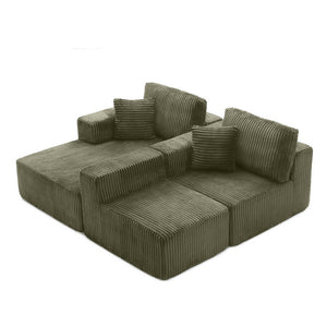 English Elm 109'' Modular Cloud Sectional Corduroy L-shape Deep Seat Sofa for Living Room W1117S00308