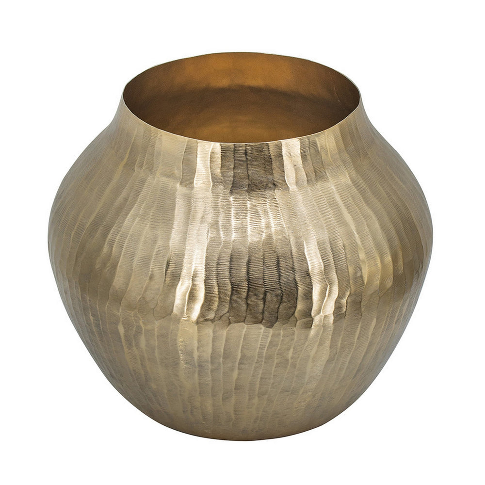 English Elm Kria Hammered Aluminum Decorative Vase with Antique Gold Finish for Glam Interiors B056P416842