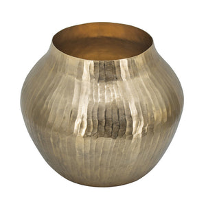 English Elm Kria Hammered Aluminum Decorative Vase with Antique Gold Finish for Glam Interiors B056P416842