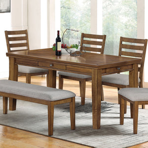 English Elm Transitional Walnut Dining Table Seats Six with Four Full Extension Storage Drawers B2741P473073