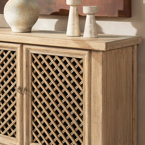 English Elm Arden Reclaimed Pine Lattice Door Accent Cabinet Rustic Storage for Any Room B2719P474439