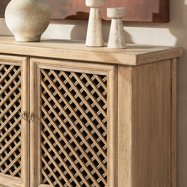 English Elm Arden Reclaimed Pine Lattice Door Accent Cabinet Rustic Storage for Any Room B2719P474439