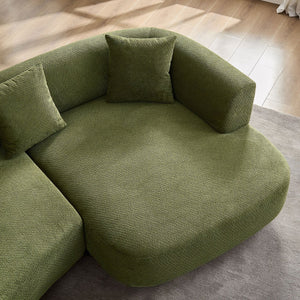 English Elm 110.63 Inch Quilted Polyester Curved Sectional Four Seat Modular Sofa for Living Room W2582S00186