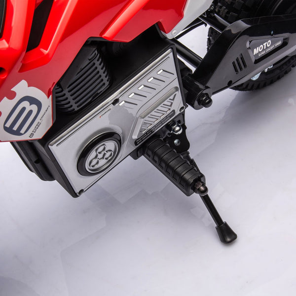 English Elm 24v Kids Electric Motocross Motorcycle 200w Hub Motor Suspension Led Bluetooth Audio Red W1578P225050