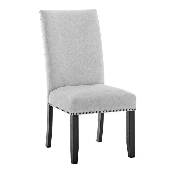 English Elm Modern Modern Look 2pc Light Gray Fabric Side Chairs with Full Back, Nailhead Trim, Ergonomic Dining Accent B011P228162