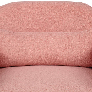 English Elm Stylish Teddy Fleece Single Sofa Chair with Arms and Pillow, Cozy Accent Armchair for Living Room Pink 30 L x 24.75 W x 24 H W1716P196472