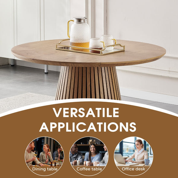 English Elm Wooden Oval Dining Table - Modern Multi-Functional Kitchen Table For Family Gatherings & Compact Spaces W3590P355173-GIGA