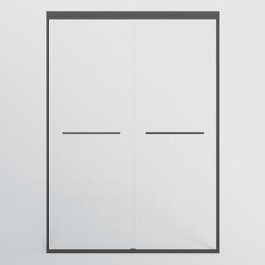 English Elm 44-48 in Semi-frameless Bypass Sliding Shower Door with Tempered Glass Walk-in Enclosure Matte Black W1920P300302