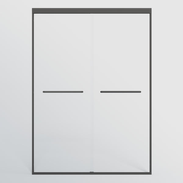 English Elm 44-48 in Semi-frameless Bypass Sliding Shower Door with Tempered Glass Walk-in Enclosure Matte Black W1920P300302
