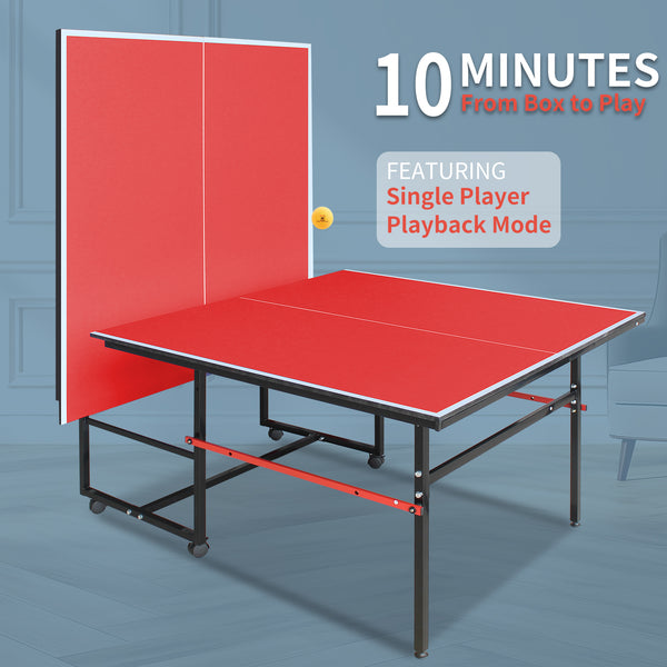 English Elm 8ft Foldable Ping Pong Table Aluminum Frame Complete Set for Game Room or Office W1408P418018