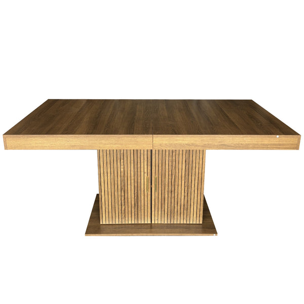 English Elm Expandable Black Brown Dining Table with Storage — Modern Extendable Minimalist Table for 6–10 Guests W1347S00014