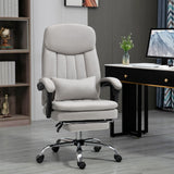 English Elm Vinsetto Microfibre Executive Massage Office Chair, Swivel Computer Desk Chair, Heated Reclining Computer Chair With Lumbar Support Pillow, Light Gray