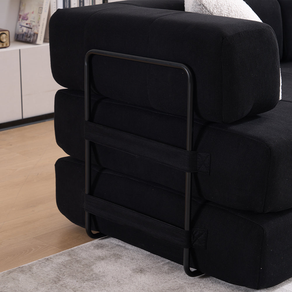 English Elm Folding Corduroy Futon Sofa Bed with Foam Spring Support for Studio or Apartment W2915P276677