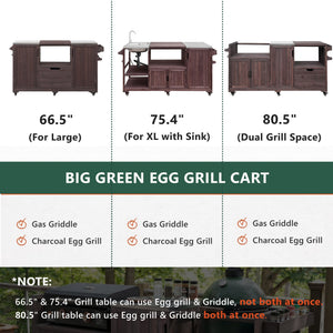 English Elm K&k 80.5 Inch Outdoor Kitchen Island Solid Fir Wood Stainless Steel Grill Cart Station Brown N707P392140Z