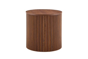 English Elm 2-piece Round Nesting Tables with Fluted Column Base Hidden Storage Oak Grain Finish Walnut W3875P396845