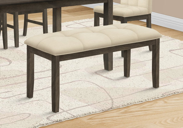 English Elm Bench, 48" Rectangular Upholstered Entryway Bench with Faux Leather Seat and Solid Wood Frame, Durable Cream 47 L x 17 W x 7 H B2710P218887