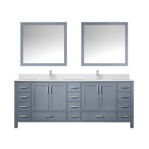 English Elm Dark Grey Double Bath Vanity With White Quartz Top, Faucets, Mirrors - Elegant Storage Solution! B2731S01064