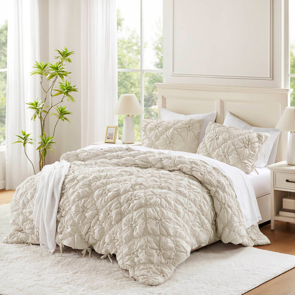 English Elm 3PCS King Comforter Set with Plush Microfiber Fill, Oversized 102"x88" Comforter and Shams Ivory 16.93 L x 12.99 W x 7.87 H B035P366533
