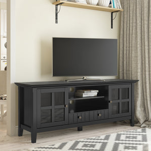 English Elm Acadian 60" Tv Media Stand - Handcrafted Black Wood Design With Glass Doors & Cable Management Solutions B136P159682